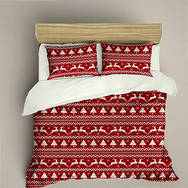 3D Christmas Reindeer Tree Red Quilt Cover Set Bedding Sets Pillowcases