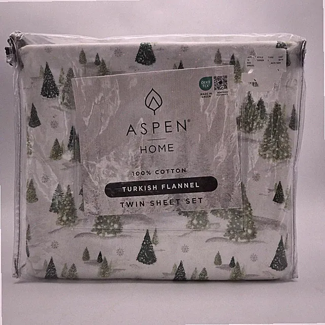 Aspen Pine Twin Flannel Christmas Tree Green Sheet Set Cottton Cabin Trees Toile