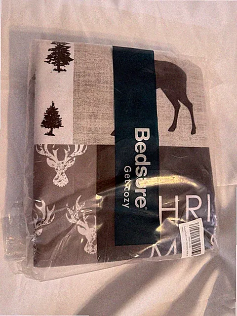 Bedsure Full/queen Duvet Cover Set Deer Tree Holiday Nature Pattern Brown Gray