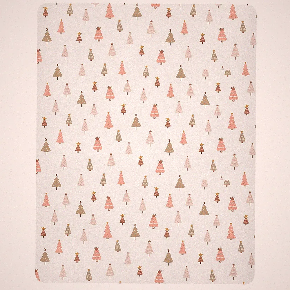 Christmas Crib Sheets for Boys Girls Pastel Christmas Tree Pink Forest Fitted...