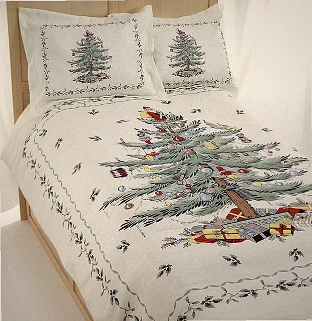 Christmas Tree Queen Comforter Set with Shams - Holiday Bedding Decor
