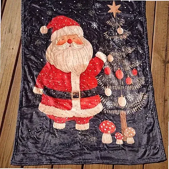 Classic Christmas Throw Blanket Santa Tree Festive Holiday GREAT GIFT IDEA