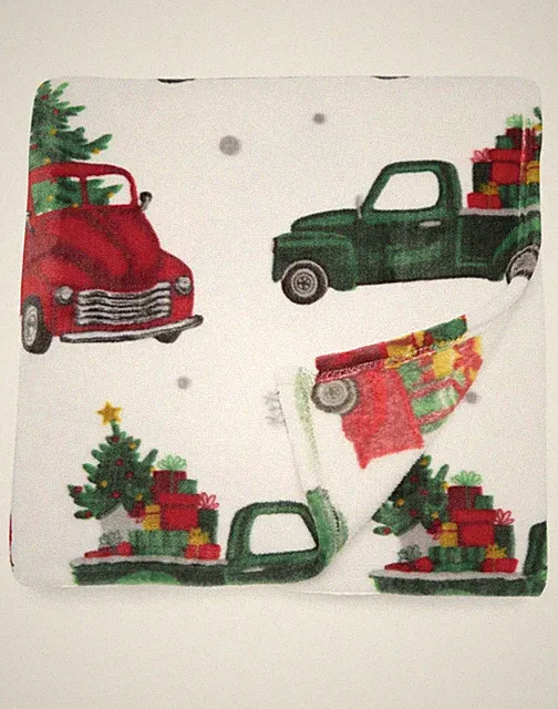 ENVOGUE Christmas Tree Truck Plush Throw Nordstrom Blanket 50” X 70”