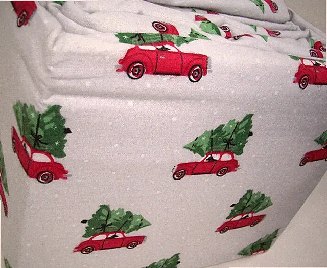 Home Collection Cotton Flannel Red Car Dog Christmas Tree Queen Sheet Set New