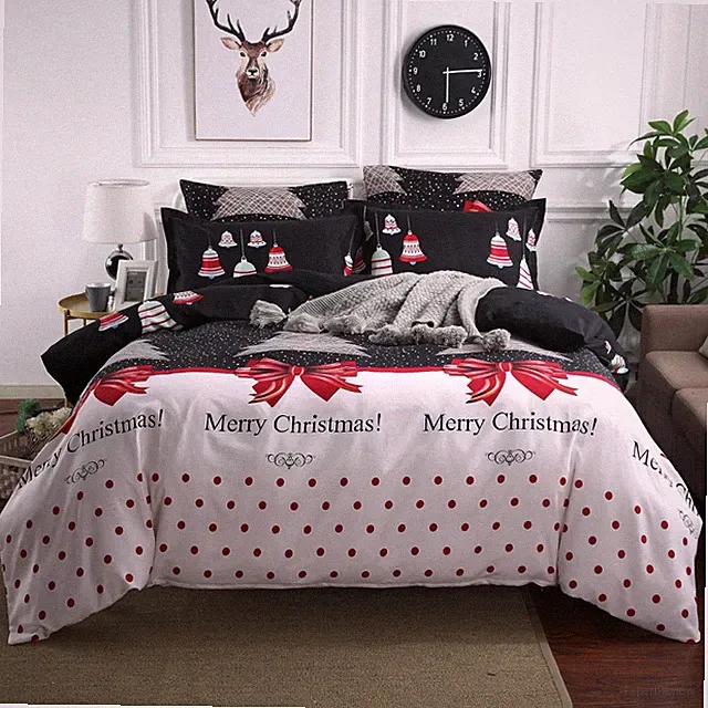 King Size Christmas Print Comforter Set: 1 Comforter & 2 Pillow Shams