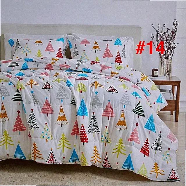 Premium Microfiber Christmas Comforter Set Queen Christmas Trees 3 Piece