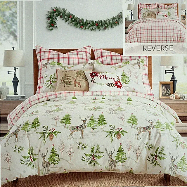 Sleigh Bells King Comforter Set with Christmas Tree & Reindeer
