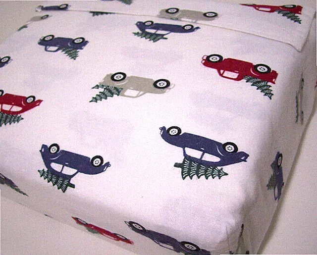 Super Soft Cozy Cotton Flannel Christmas Tree Carrying Truck Queen Sheet Set New