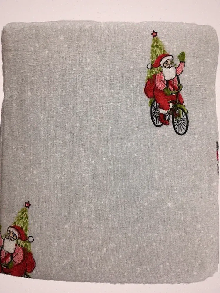Threshold Flannel Sheet Set Gray & Red Christmas Santa Queen Bed Sheets, Bedding