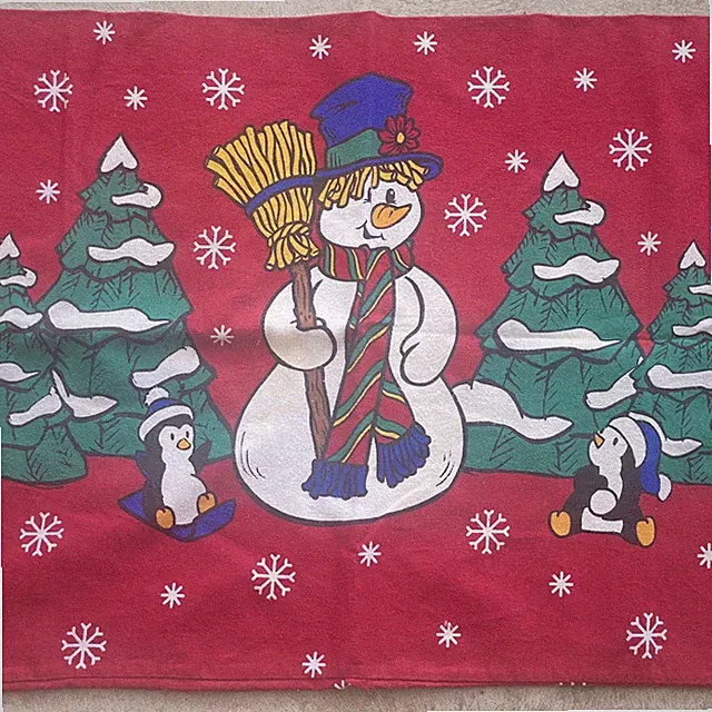 Vtg Christmas Flannel Pillowcase Tree Snowman Penguins Winter 19x31 Portugal